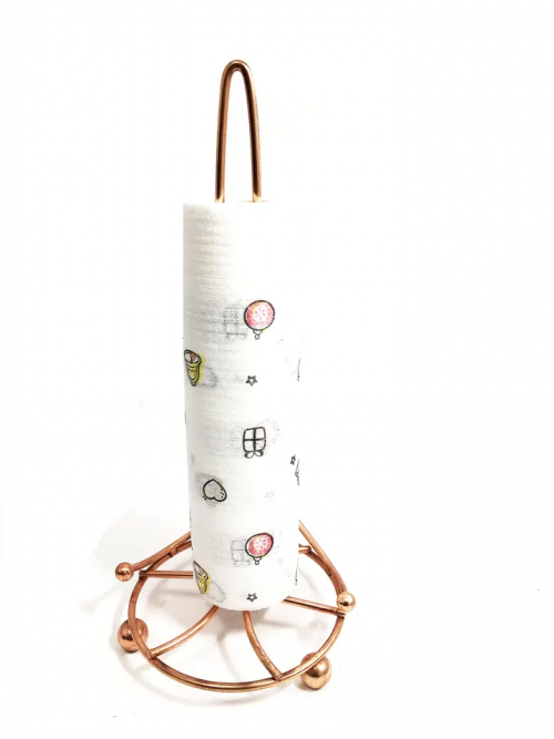 Kitchen countertop rose gold finishing metal wire paper tower holder, paper tower rack, paper towel stand